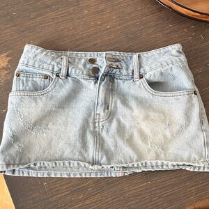Edikted Light Blue Denim Mini Skirt
